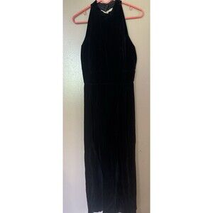 Ann Tobias Black Velvet One Piece Wide Leg Jumpsuit Size 10 Elegant Vintage